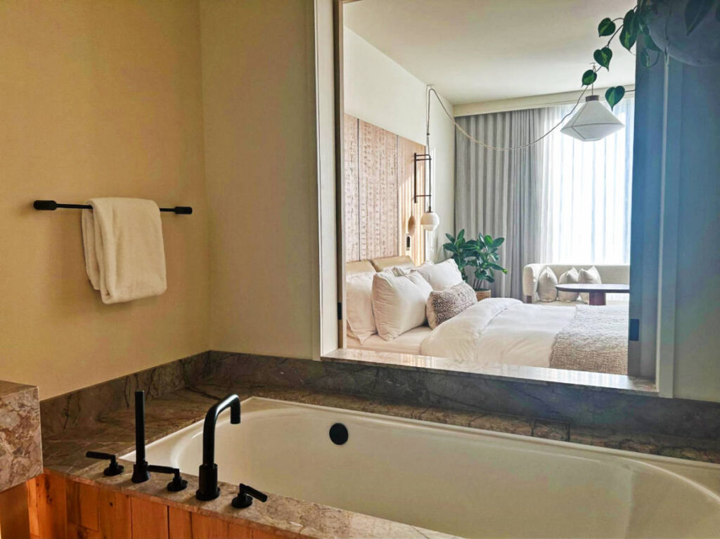 View inside the bathroom in 1 Hotel Seattle