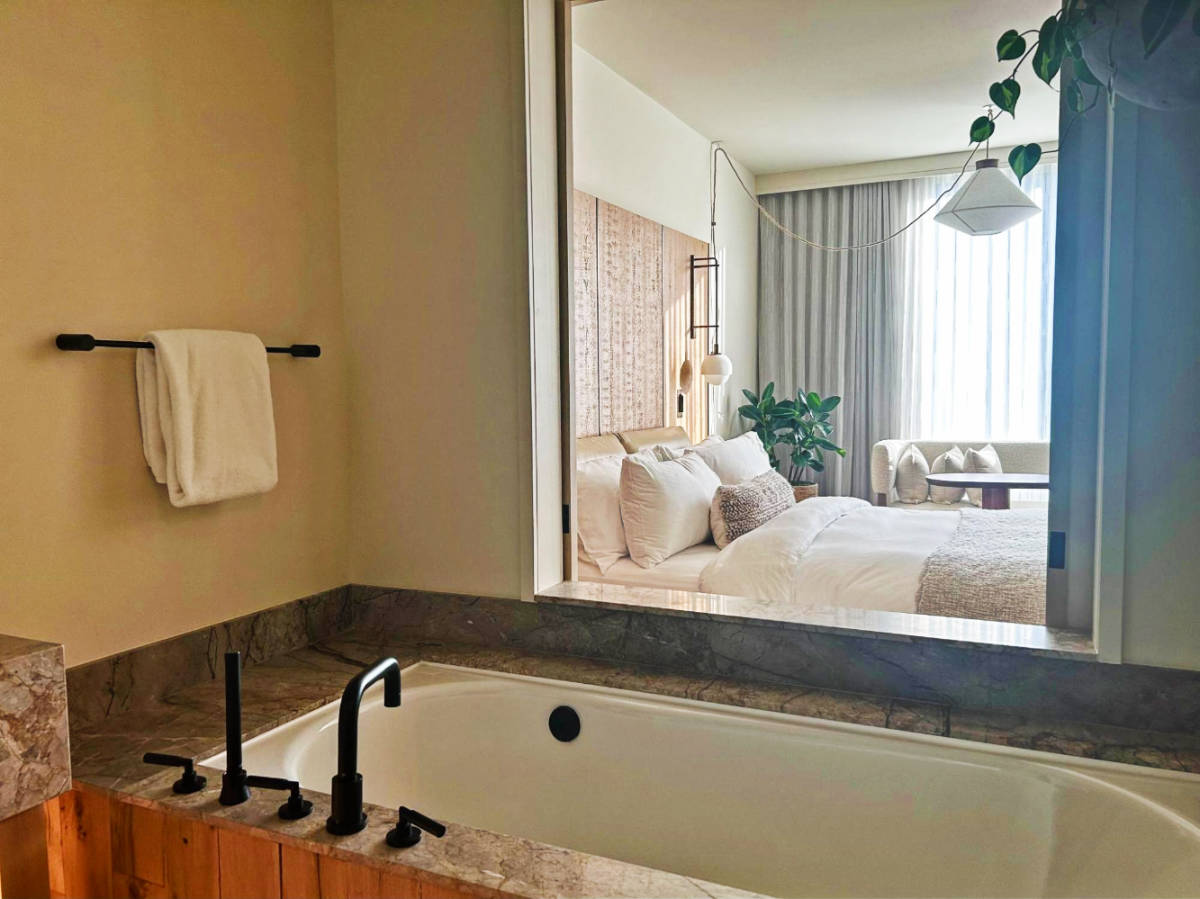 View inside the bathroom in 1 Hotel Seattle