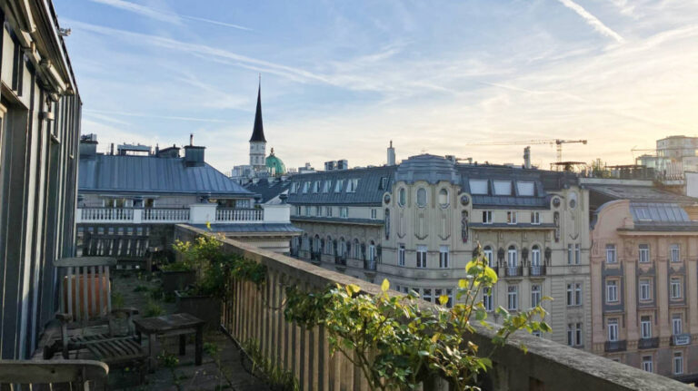 View of the 1st District in Vienna City from a balcony