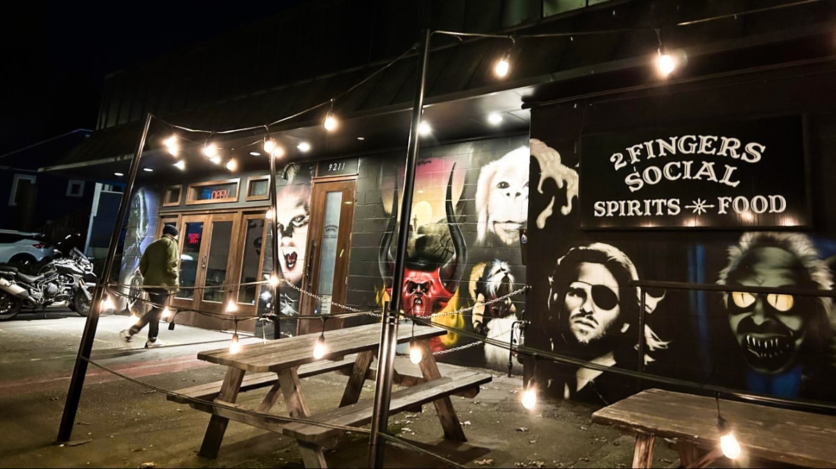 View of the mural outside the 2 Fingers