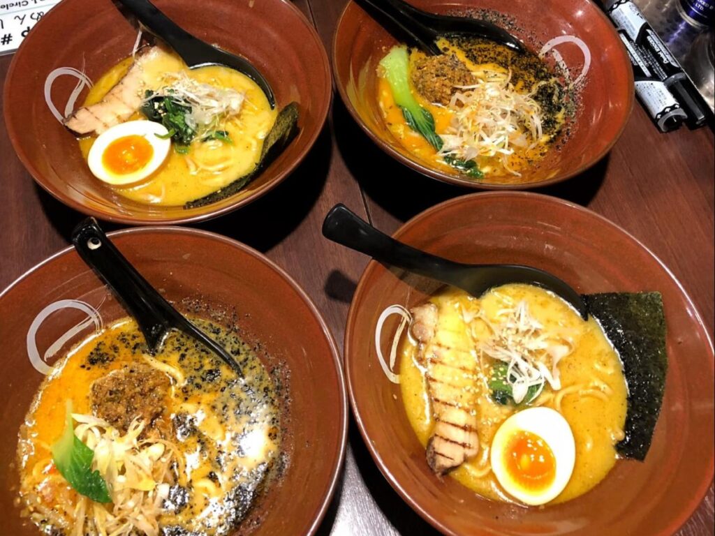 Mini-bowls of different ramen styles and tastes served at 5 am Ramen