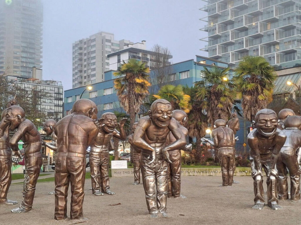 View of the statues of A-Maze-ing Laughter