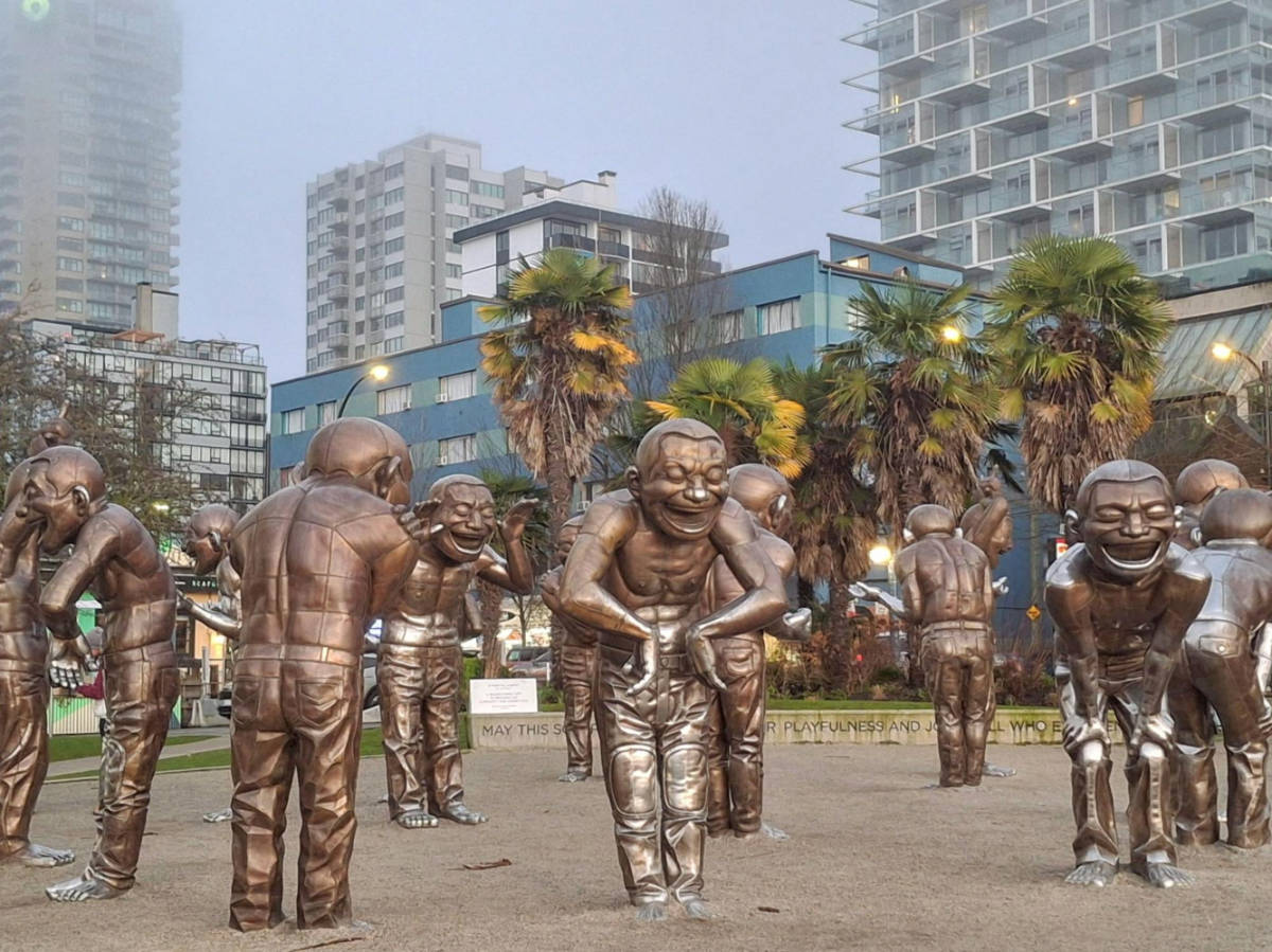 View of the statues of A-Maze-ing Laughter