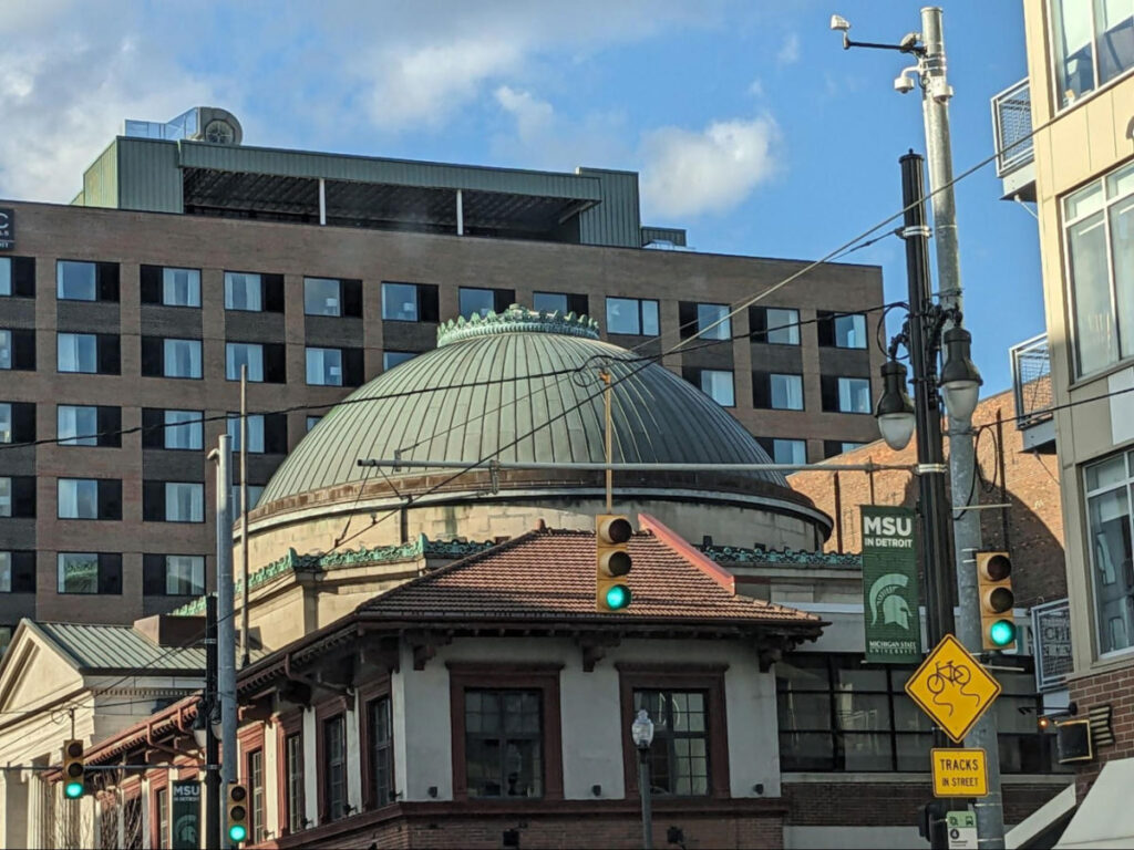 View of AC Hotel Detroit at the Bonstelle’s dome