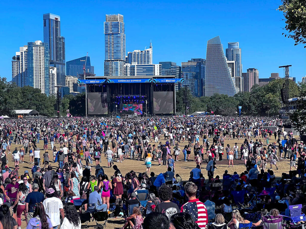 Crowds gather at ACL Music Festival to watch the performances on stage