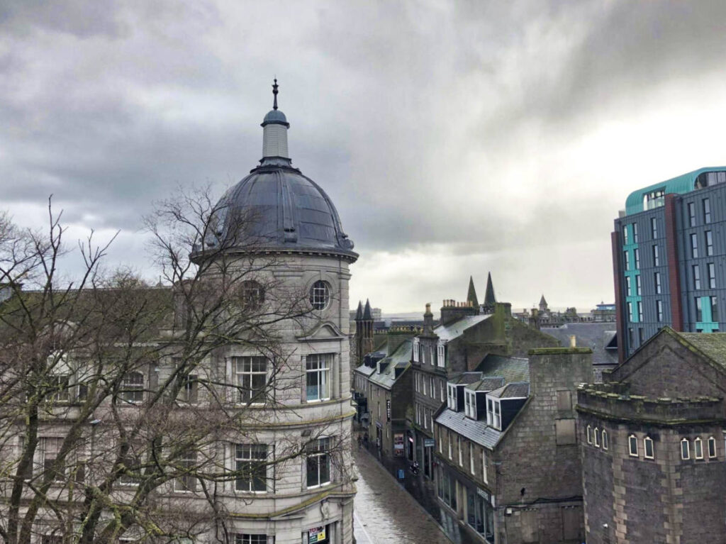Overlooking view of the granite street from the Aberdeen Art Gallery
