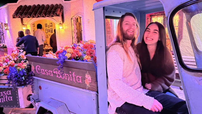 The author, Abigail Bliss with her husband at the Casa Bonita in Denver