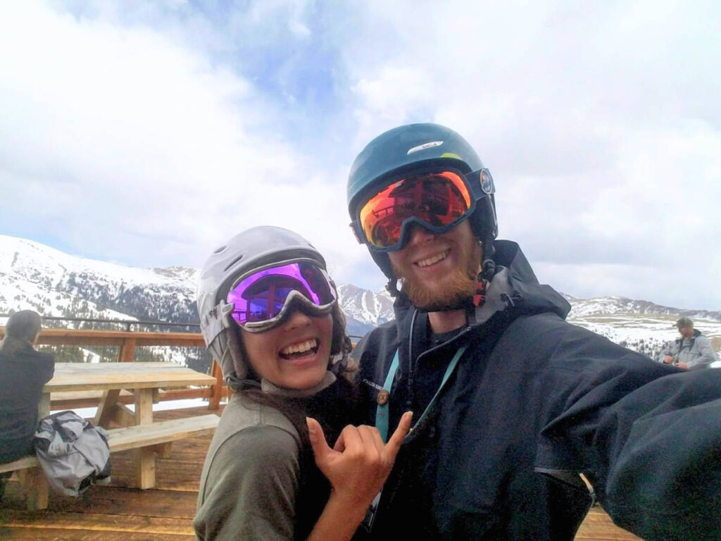 Abigail Bliss with her husband posing for a selfie in Loveland Ski Area