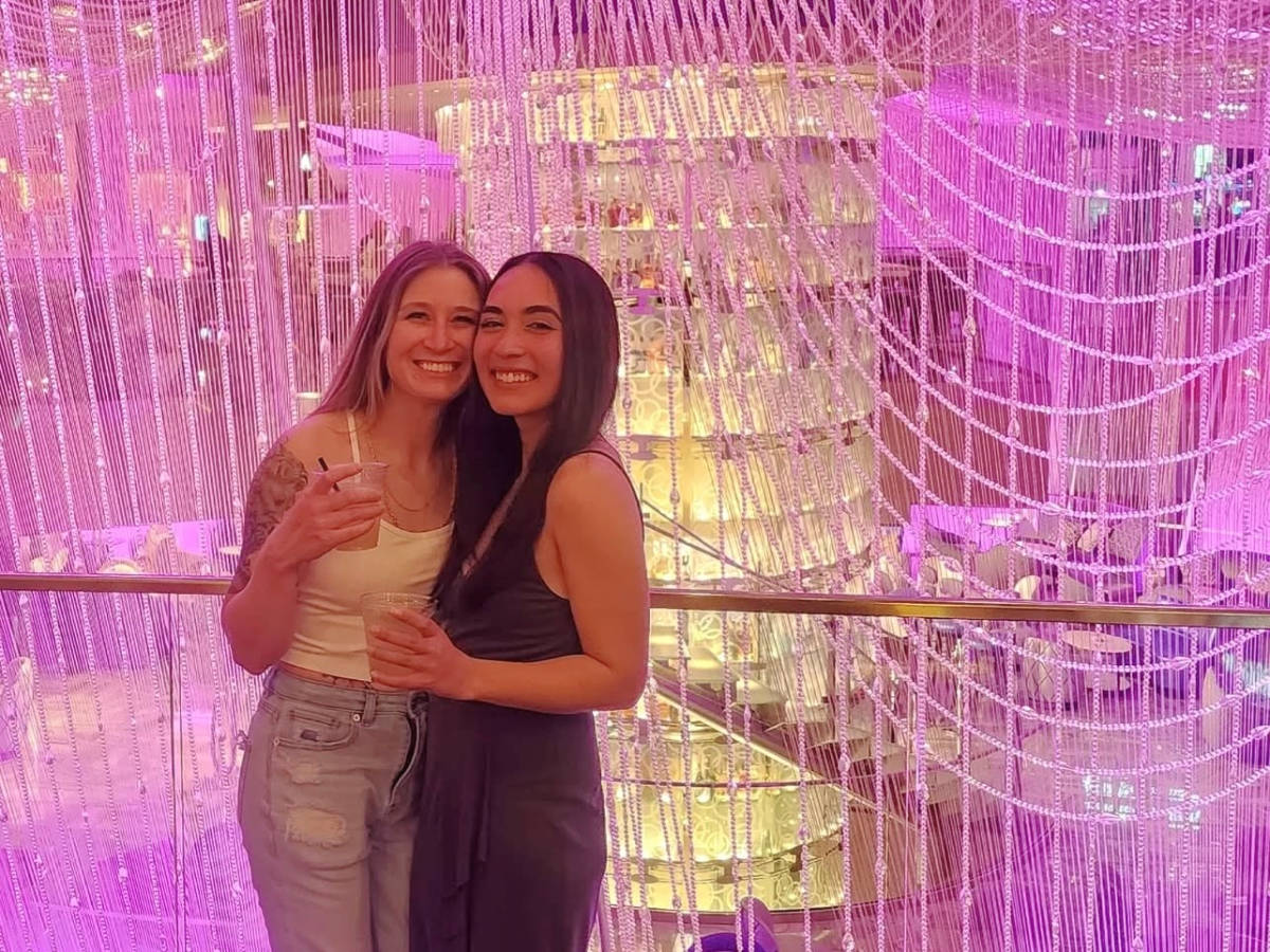 Travel Lemming editor, Abigail Bliss with her friend at the The Chandelier Bar