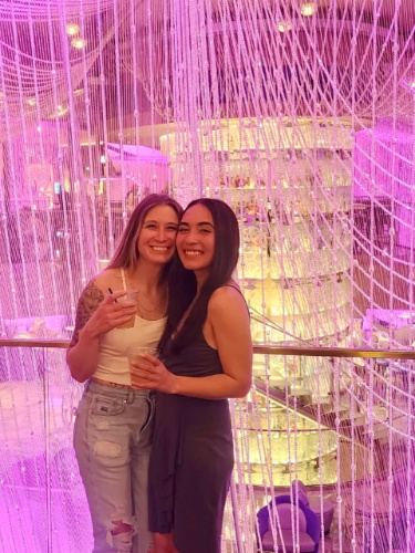 Travel Lemming Editor Abigail Bliss and her friend drinking at The Cosmopolitan