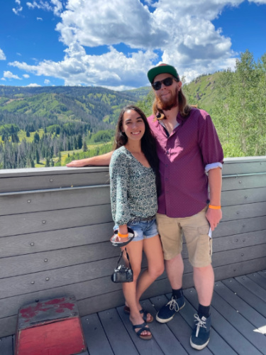 The author Abigail Bliss and her husband on board the train at Cumbres and Toltec Scenic Railroad