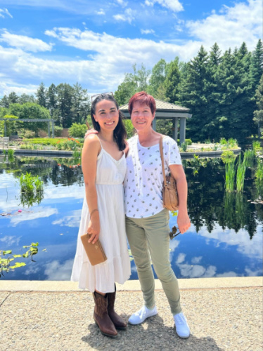 The author Abigail Bliss and her mother at the Denver Botanic Gardens