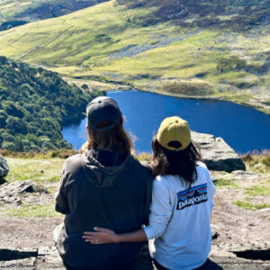 The author Abigail Bliss and her husband enjoying the overlooking view of Lough Tay
