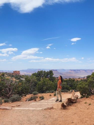 Editor Abigail hiking at Canyonlands
