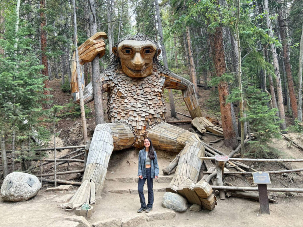 Travel Lemming writer Abigail Bliss, standing in front of the Isak Heartstone