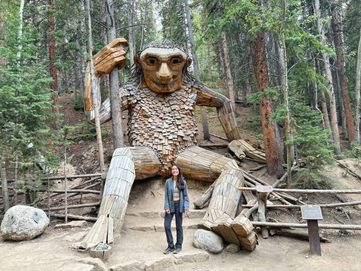 Travel Lemming writer Abigail Bliss, standing in front of the Isak Heartstone