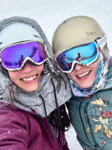 The author, Abigail Bliss with her friend skiing at Keystone