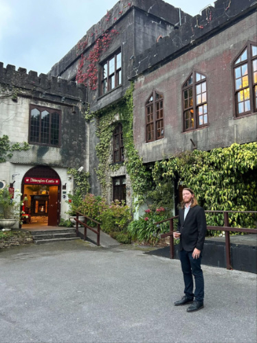 The author's husband standing outside the Abbeyglen Castle Hotel
