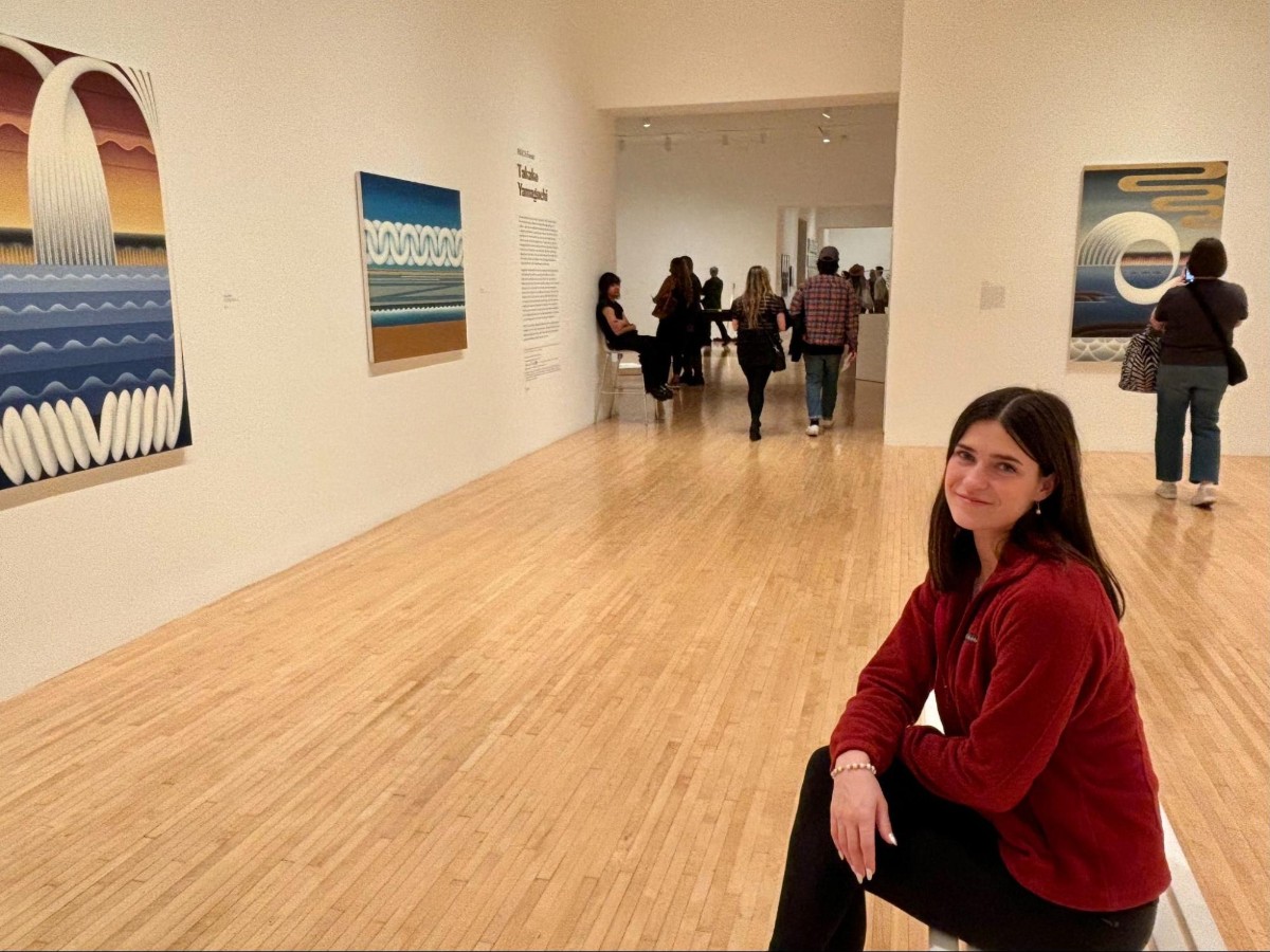 Author Betty enjoying the displays at the Abstract art room of MOCA