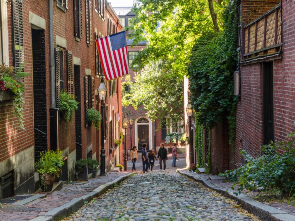 View at the Acorn Street in Beacon Hill