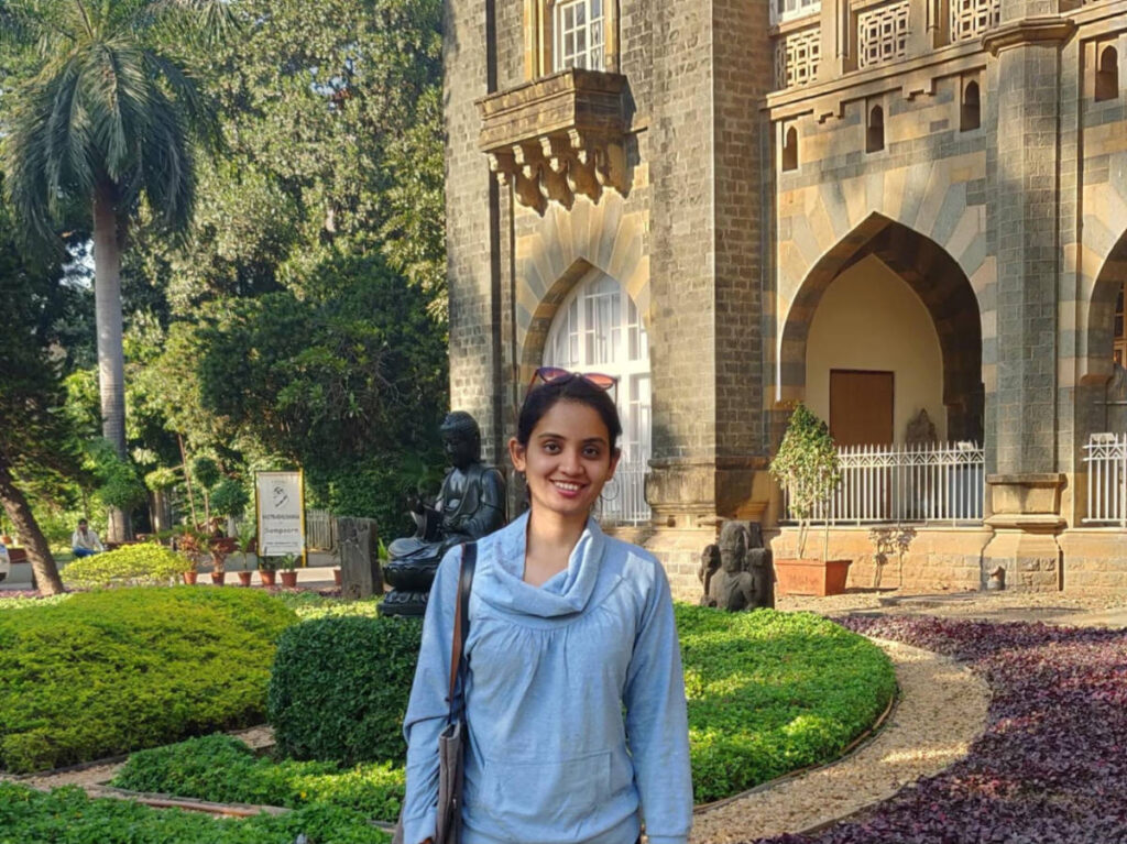 The author Advaita, posing for a photo at the Chhatrapati Shivaji Maharaj Vastu Sangrahalaya