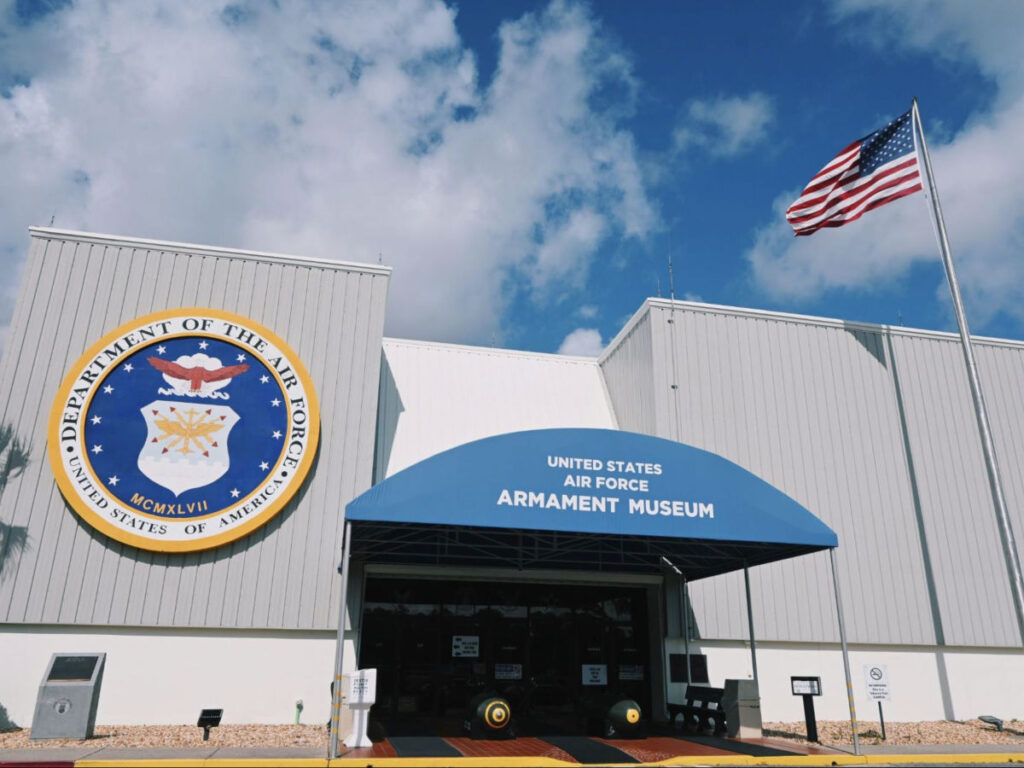 View of the entrance to the Air Force Armament Museum