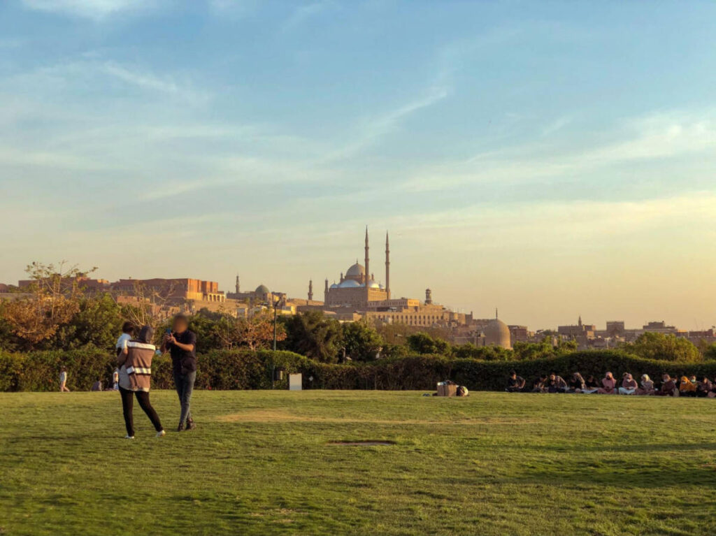 A family enjoying their day at the Al Azhar Park