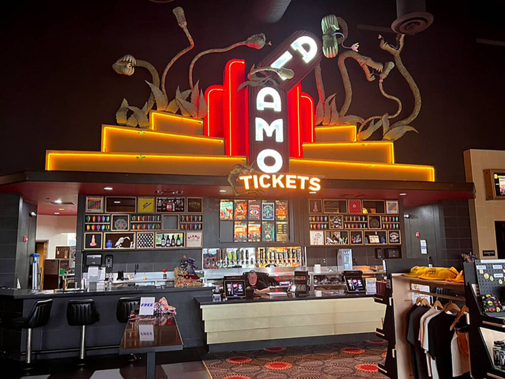 View of the ticket stand at Alamo Drafthouse Cinema
