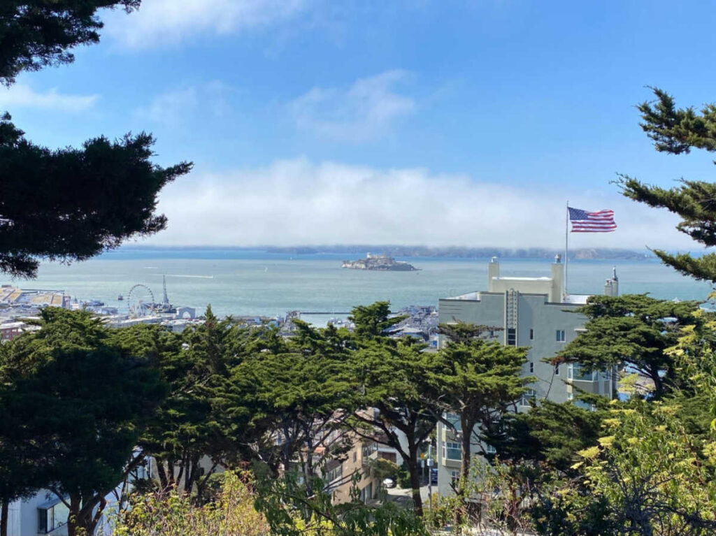 View of the Alcatraz Island from Coit Tower