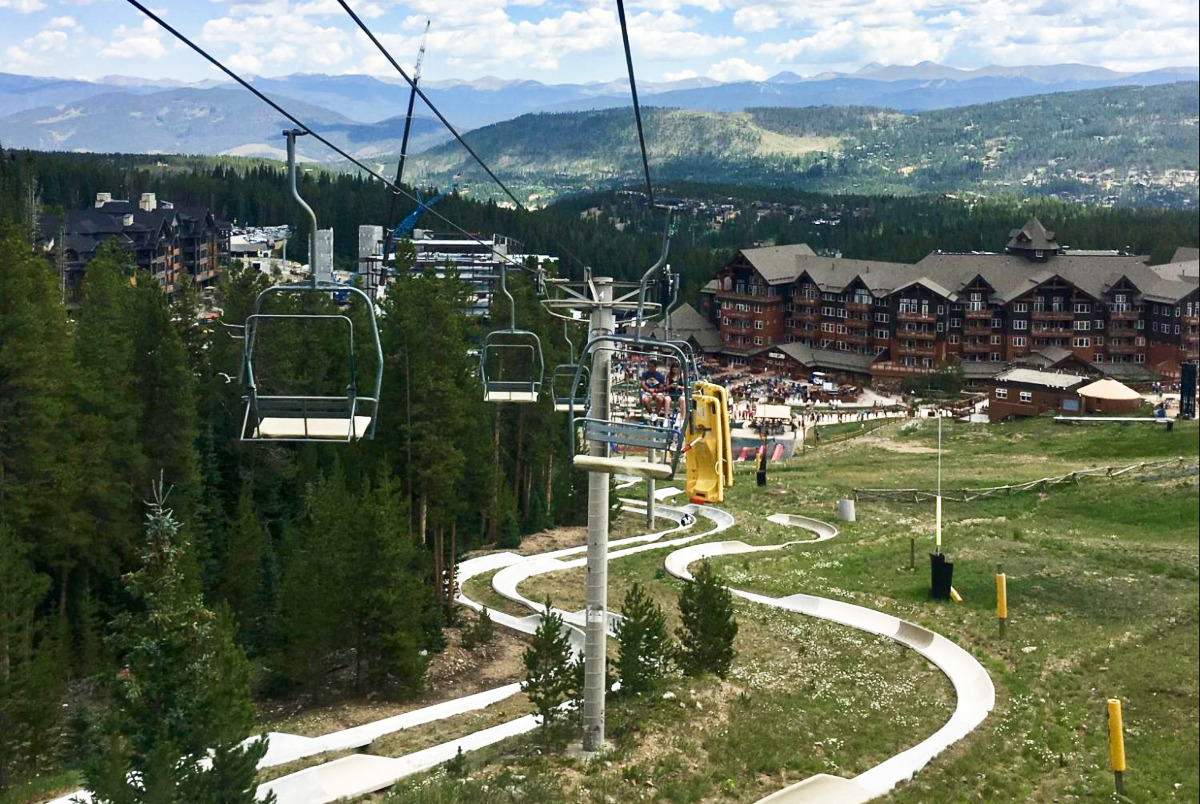 View of the empty Alpine Coaster at a ski resort