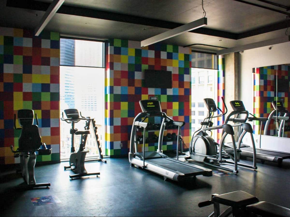 View of the gym equipment inside the gym of Alt Hotel