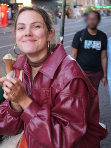 The author Amber Visch enjoying her ice cream