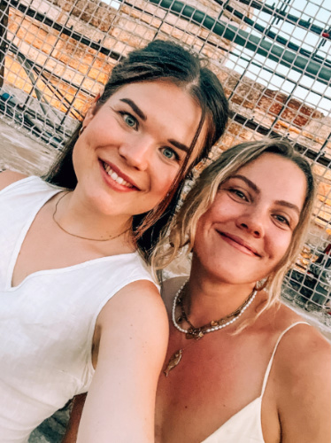 The author, Amber Visch with her friend on an opera