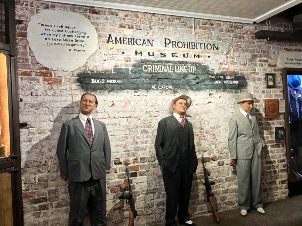 View of the wax figures displayed inside the American Prohibition Museum 