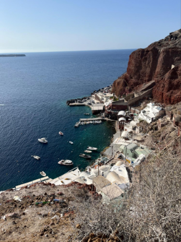 Overlooking view of Ammoudi Bay from above