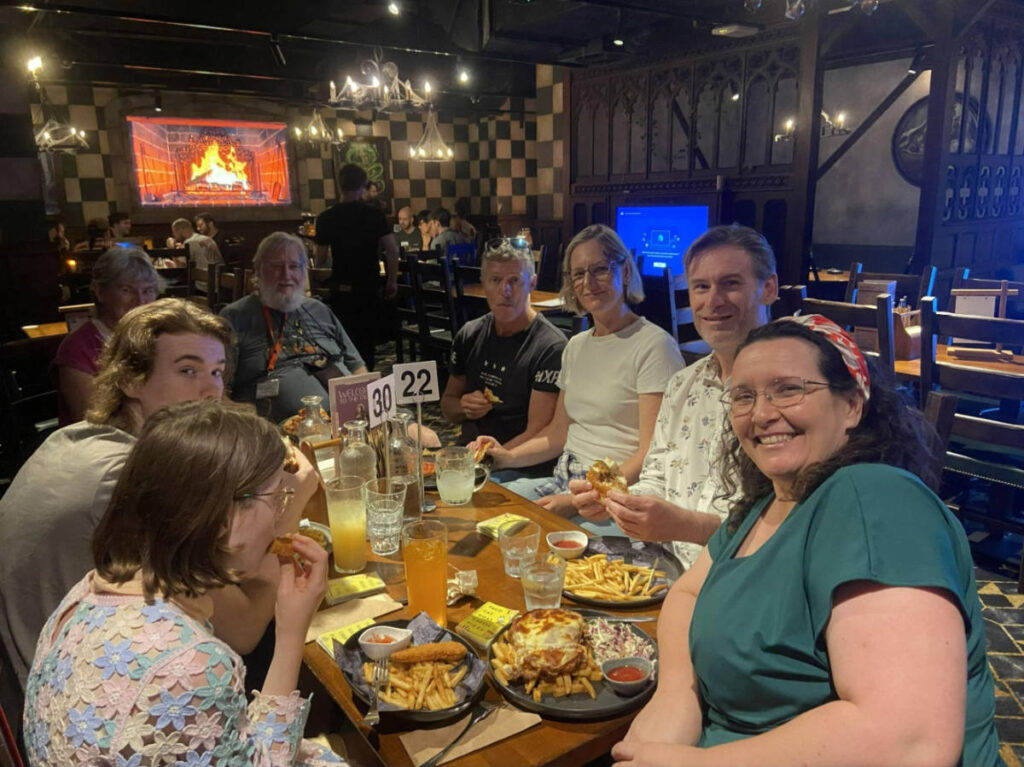 The author Ann-Marie Cahill and her family dining at the Fortress