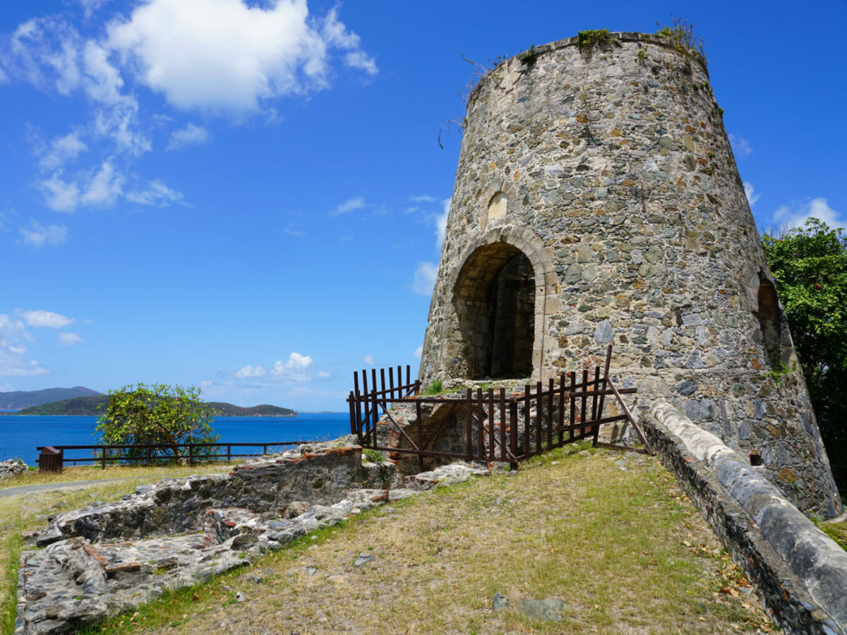 View of the historic landmark Annaberg Sugar Plantation ruins in the Virgin Islands National Park