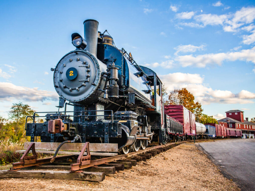Closeup look of the antique Essex Steam Train on the railway