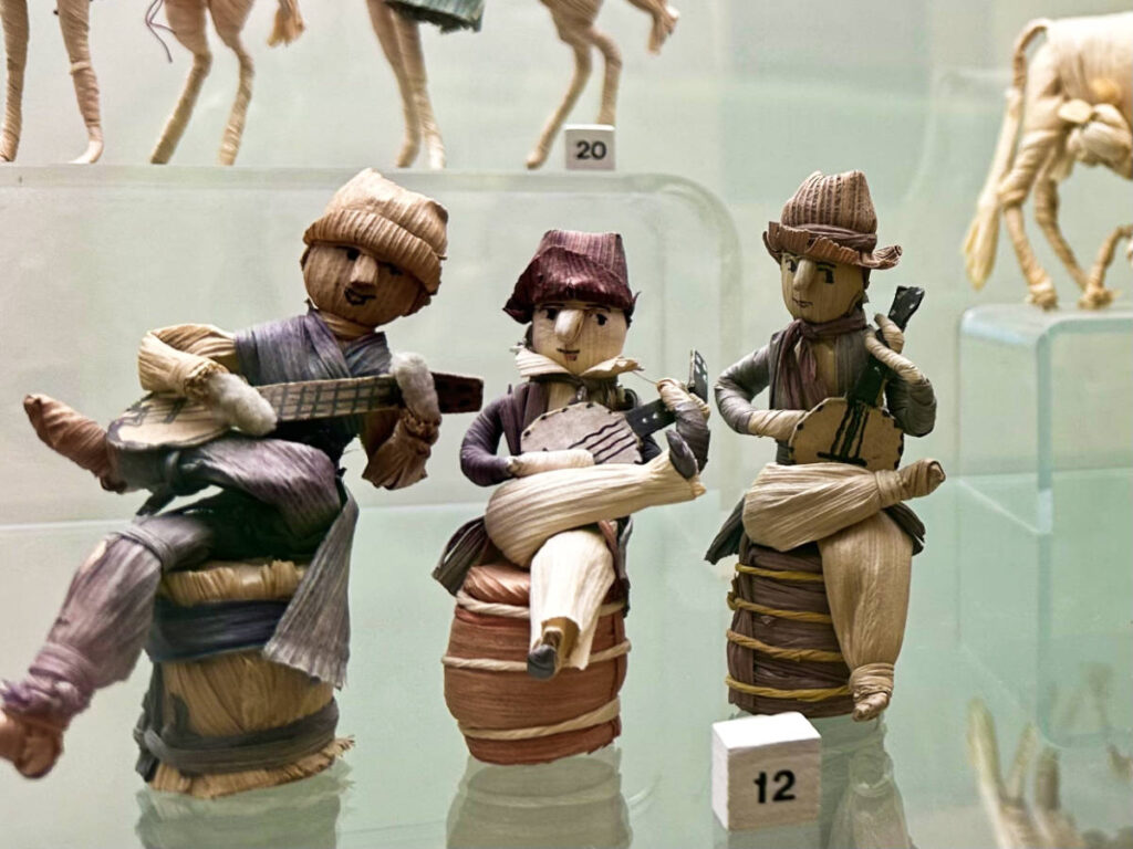 Closeup view of the Appalachian corn husk dolls