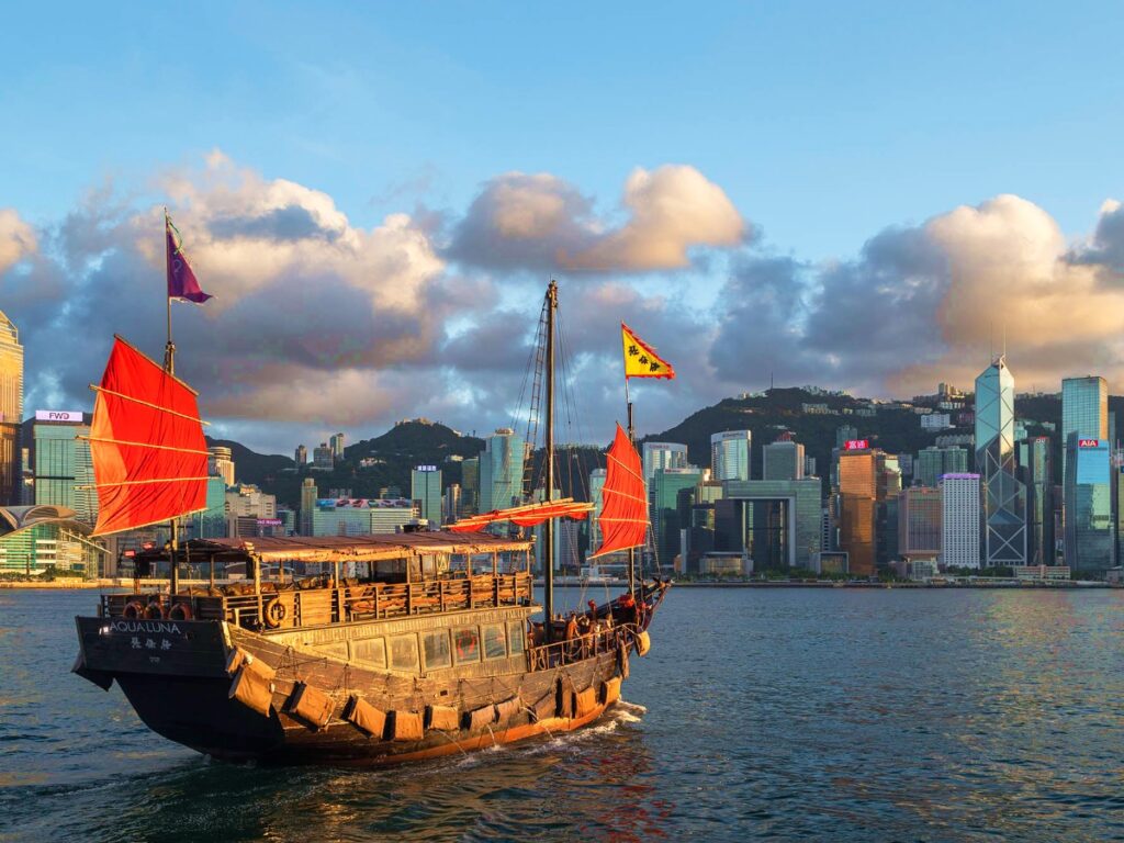 Aqua Luna sailing in the Victoria Harbour