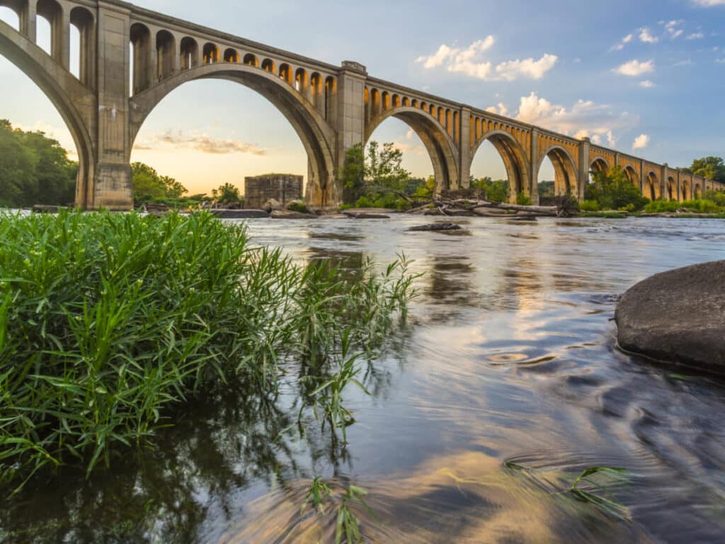 View of the arch bridge in Fredericksburg, Virginia