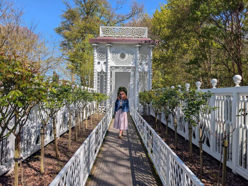 Author Louise exploring the outdoor artworks in Jupiter Artland