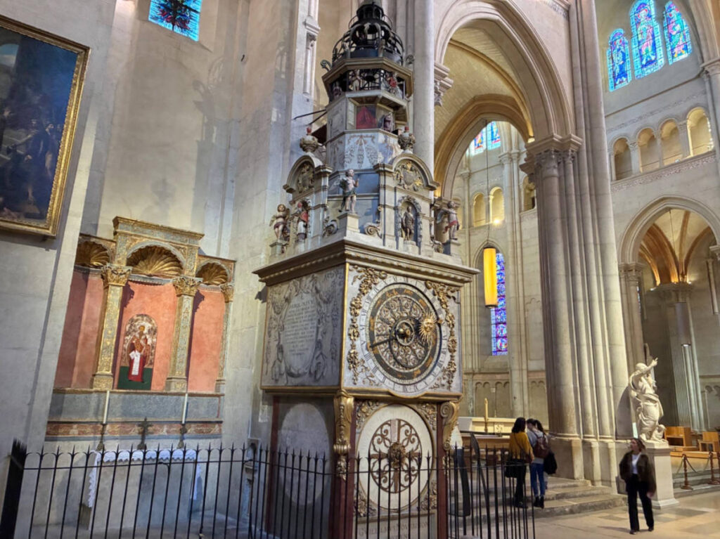 View of the Astronomical Clock inside the Cathedral St. Jean