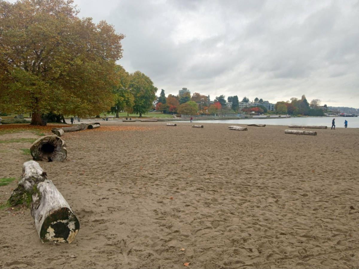 View of Kits Beach on a cloudy day