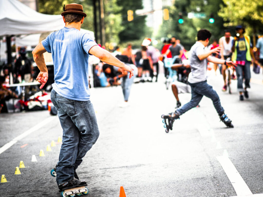 Skaters showing some moves at Atlanta Streets Alive