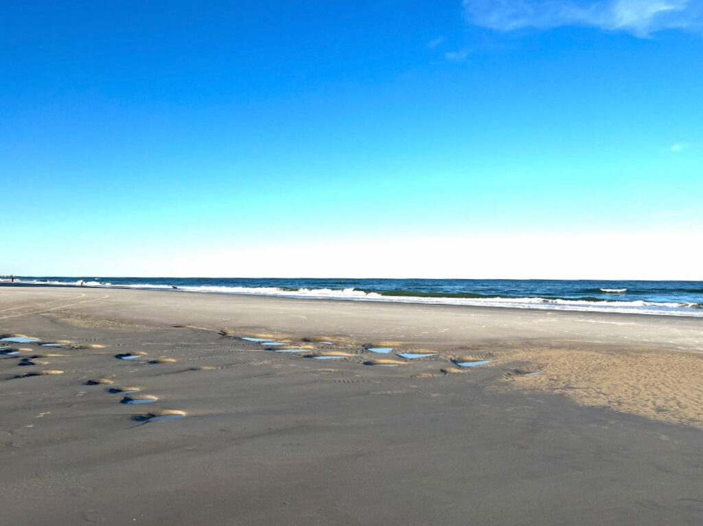 Clear blue sky over the Atlantic Beach