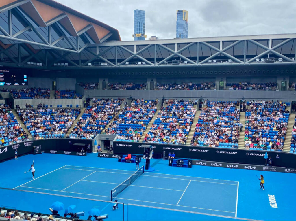 Crowd of people watching the tennis match at the 2024 Australian Open in Melbourne