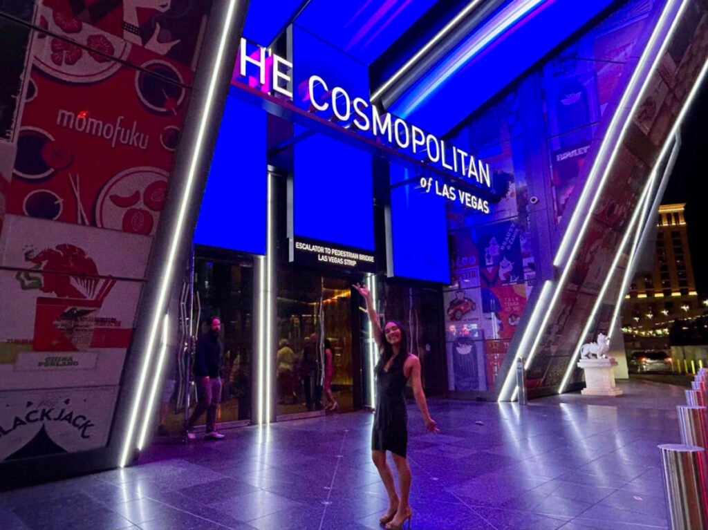Author Abigail posing for a photo outside The Cosmopolitan of Las Vegas