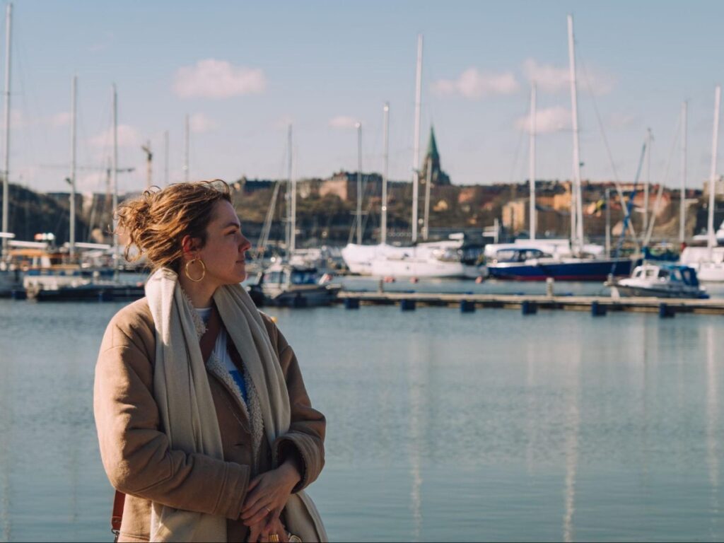 Author Amber looking over the harbor at Djurgården