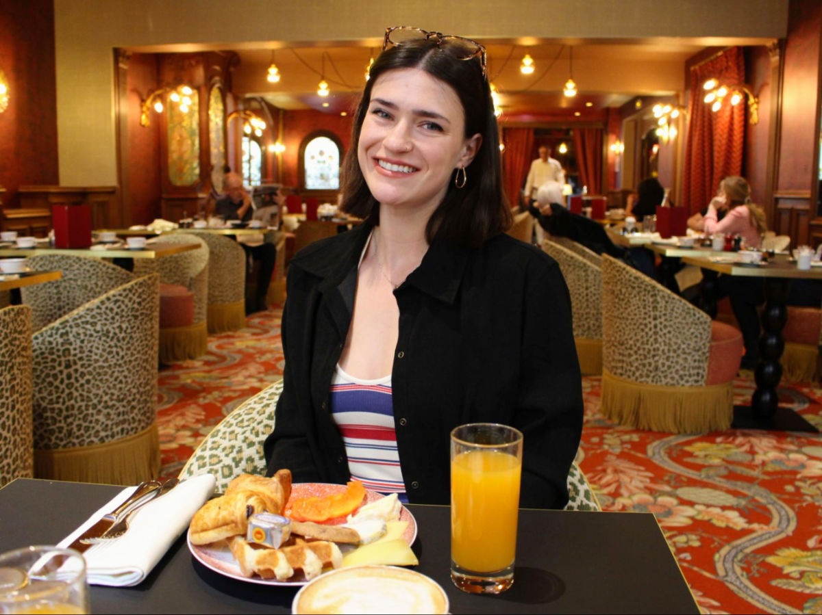 Author Betty dining at Hotel Regina Louvre